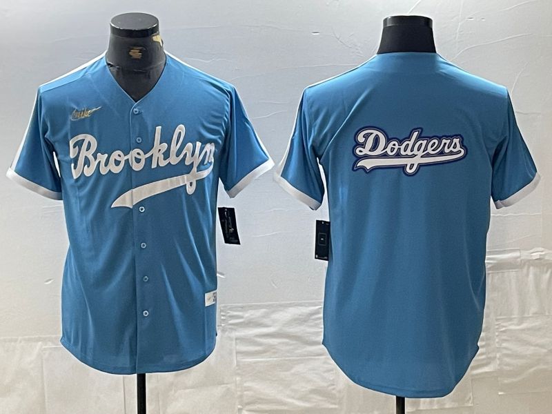 Men Los Angeles Dodgers Blank Light blue Throwback 2024 Nike MLB Jersey style 4